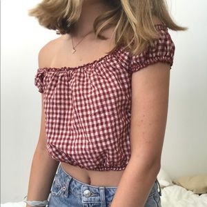 off the shoulder gingham top